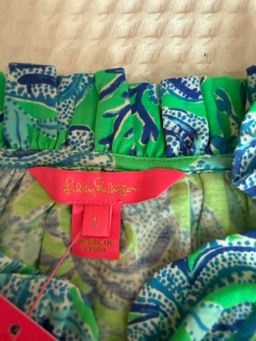 Lilly Pulitzer Green and Blue Tropical Tie-Neck Dress - Picture 3 of 4